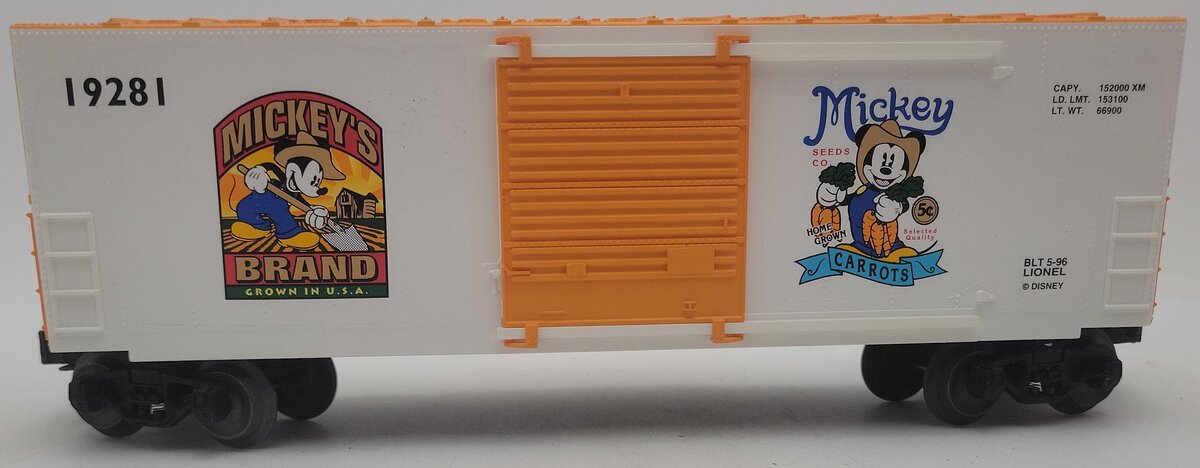 Lionel 6-19281 Mickeys Carrots Hi-Cube Boxcar EX/Box