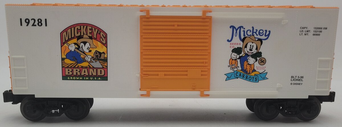 Lionel 6-19281 Mickeys Carrots Hi-Cube Boxcar EX/Box