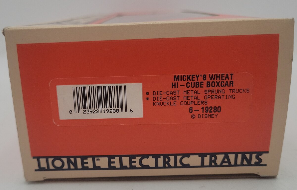 Lionel 6-19280 O Gauge Disney Mickey Wheat Hi-Cube Boxcar #19280 EX/Box