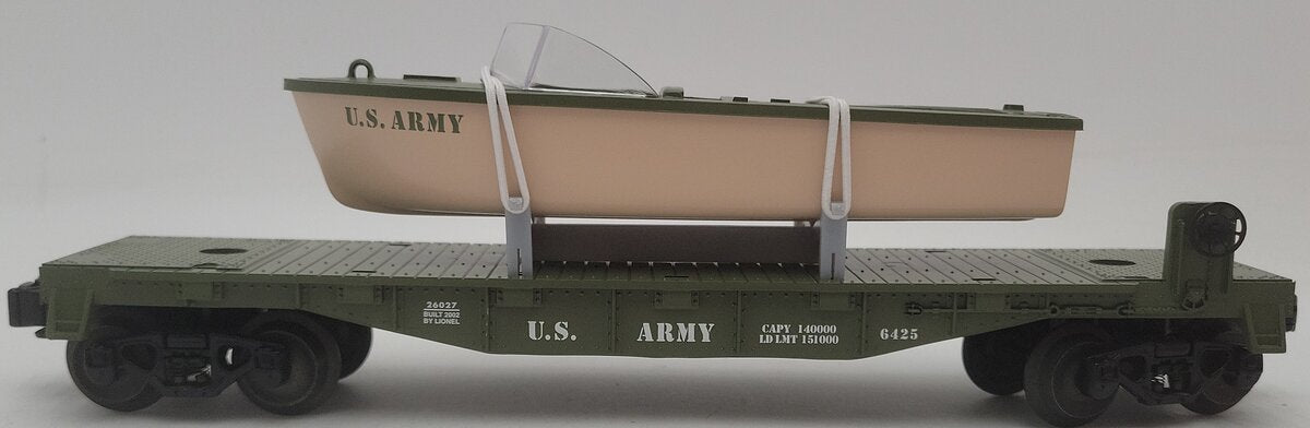 Lionel 6-26027 O Gauge U.S. Army Flatcar w/Boat #6425 EX/Box