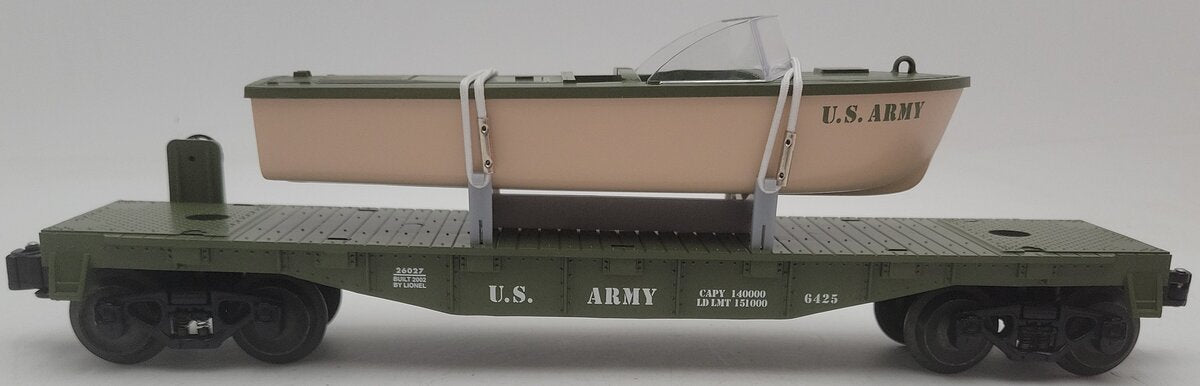 Lionel 6-26027 O Gauge U.S. Army Flatcar w/Boat #6425 EX/Box