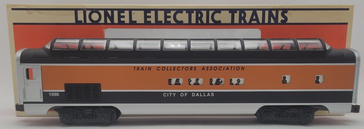 Lionel 6-52085 O Gauge 1996 TCA "City of Dallas" Dallas Full Vista Dome Car EX/Box