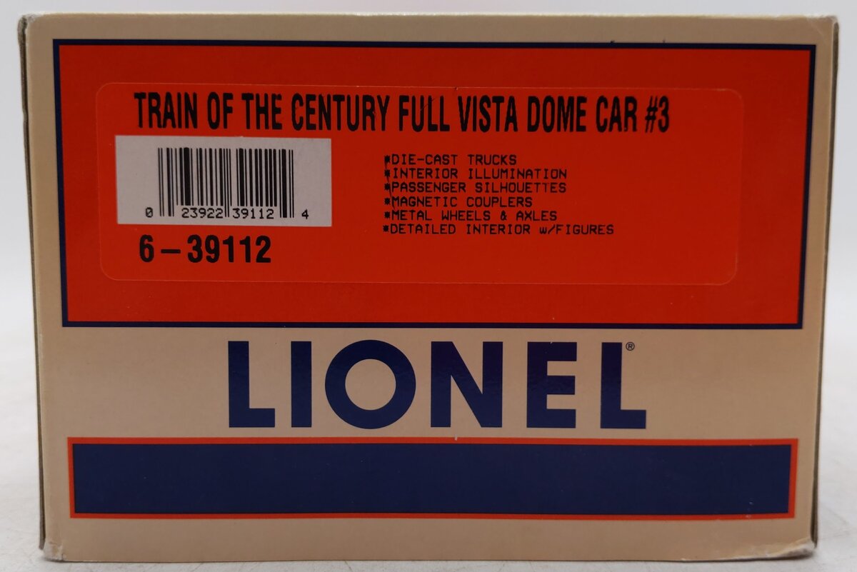 Lionel 6-39112 O Gauge Train of the Century Spirit Full Vista Dome #3 (Spirit) EX/Box