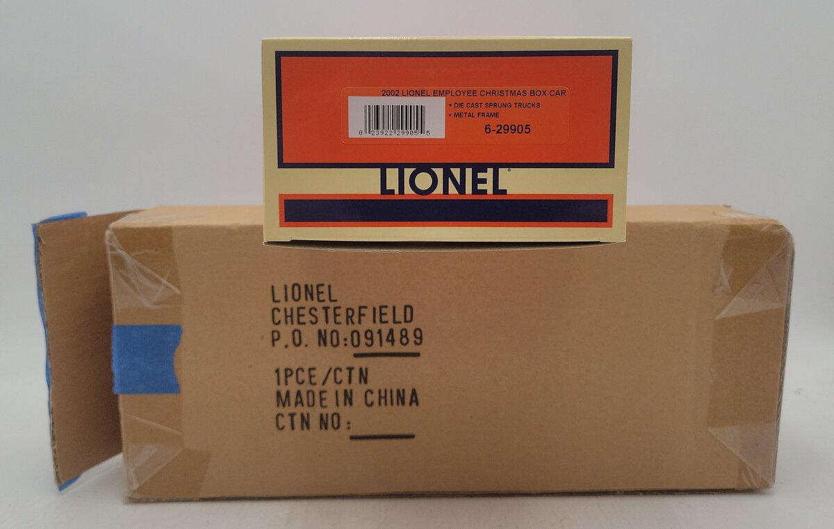Lionel 6-29905 O Gauge 2002 Employee Christmas Boxcar - RARE EX/Box