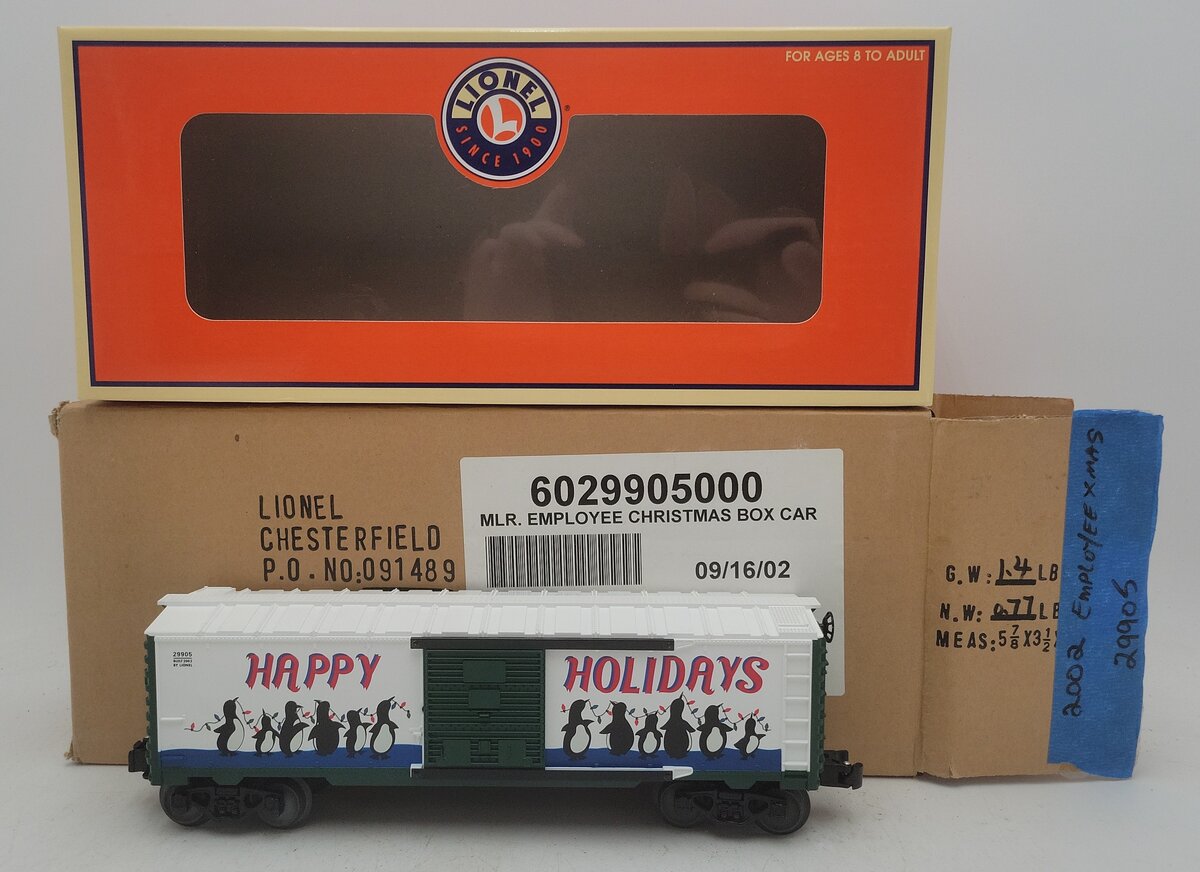 Lionel 6-29905 O Gauge 2002 Employee Christmas Boxcar - RARE EX/Box