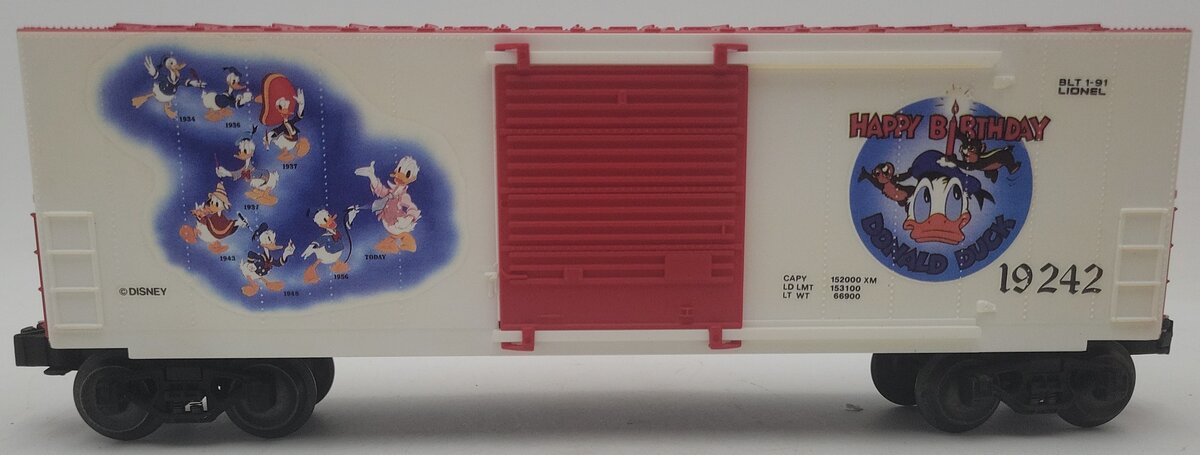 Lionel 6-19242 O Gauge Disney Donald Duck 50th Anniversary Hi Cube Boxcar #19242 EX/Box
