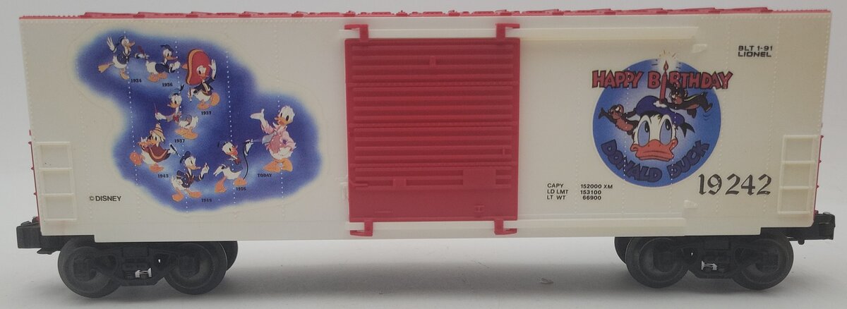 Lionel 6-19242 O Gauge Disney Donald Duck 50th Anniversary Hi Cube Boxcar #19242 EX/Box