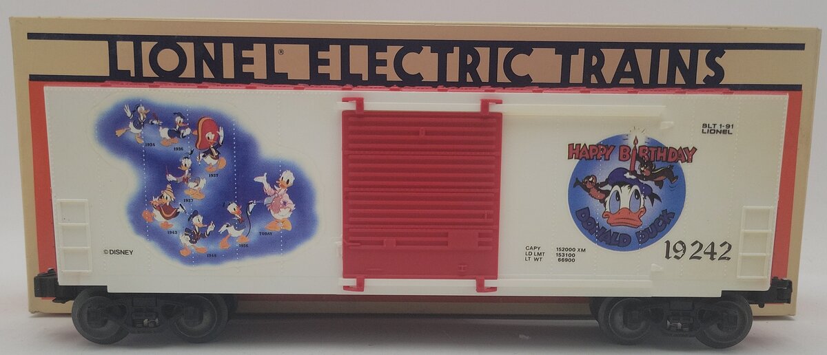 Lionel 6-19242 O Gauge Disney Donald Duck 50th Anniversary Hi Cube Boxcar #19242 EX/Box
