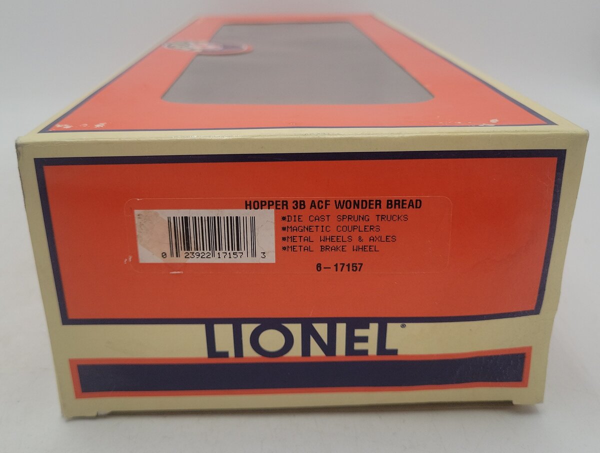 Lionel 6-17157 O Gauge Wonder Bread 3-Bay Hopper Car #56670 LN/Box