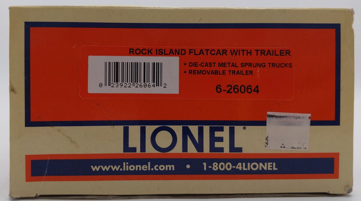 Lionel 6-26064 Rock Island Flatcar with Trailer #90088 LN/Box