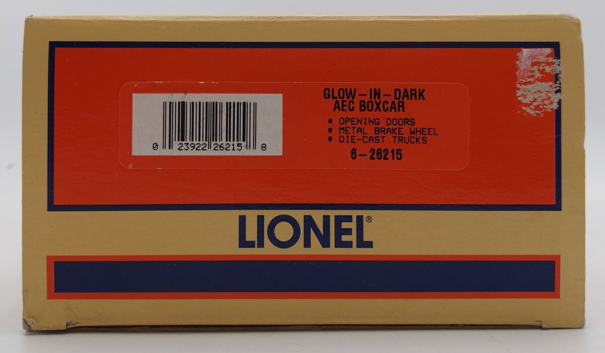 Lionel 6-26215 O Gauge AEC Glow in the Dark Boxcar LN/Box