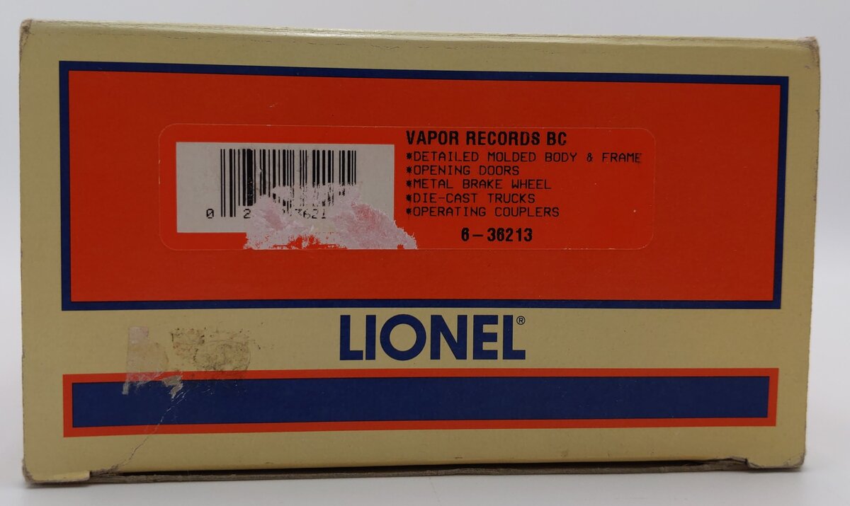 Lionel 6-36213 O Gauge Vapor Records Christmas Box Car EX/Box
