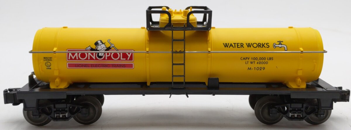 Lionel 6-52160 O Gauge Monopoly Water Works Tank Car #M-1029 LN/Box