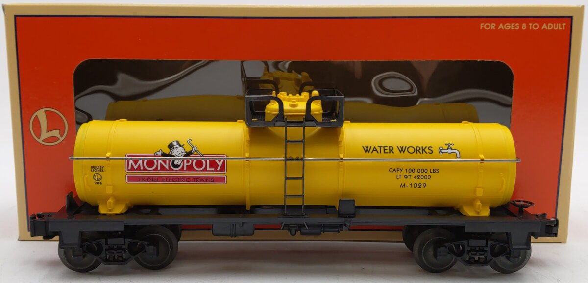 Lionel 6-52160 O Gauge Monopoly Water Works Tank Car #M-1029 LN/Box