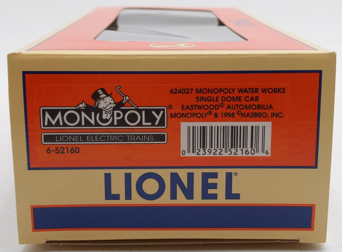 Lionel 6-52160 O Gauge Monopoly Water Works Tank Car #M-1029 LN/Box