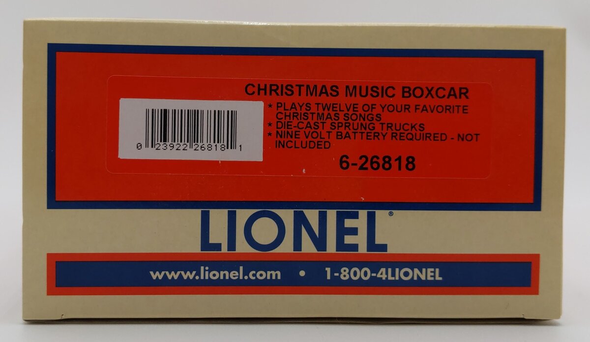 Lionel 6-26818 Operating Christmas Music Box Car NIB