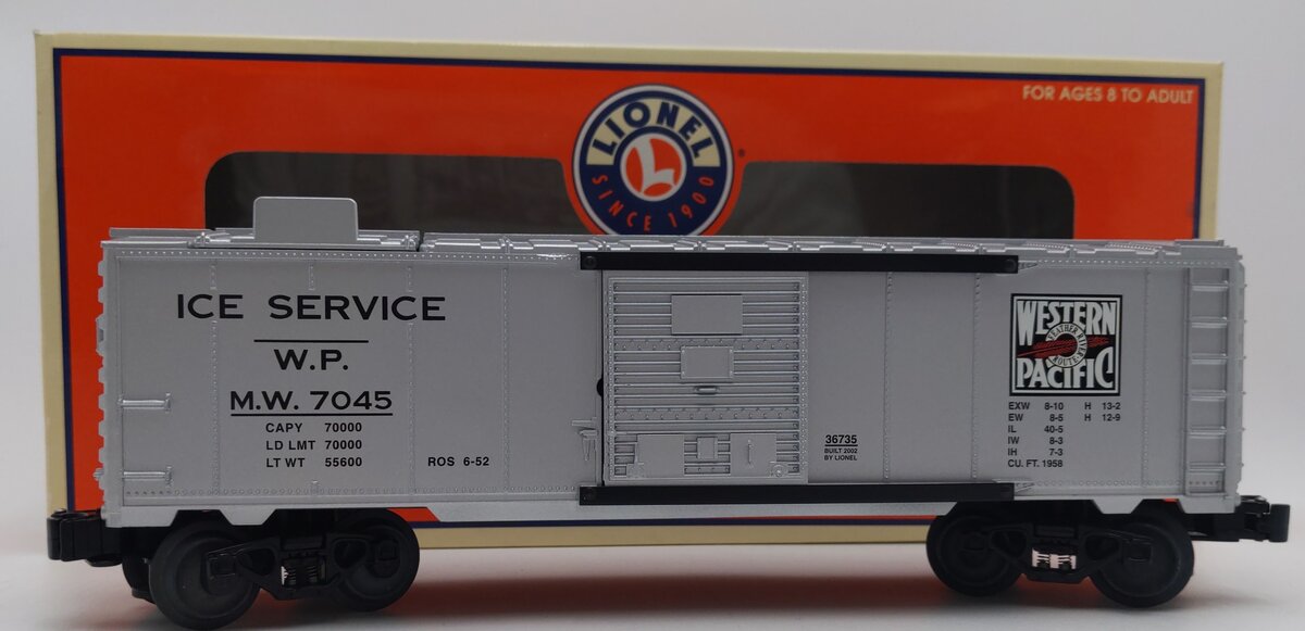 Lionel 6-36735 O Gauge Western Pacific Operating Ice Car #7045 EX/Box