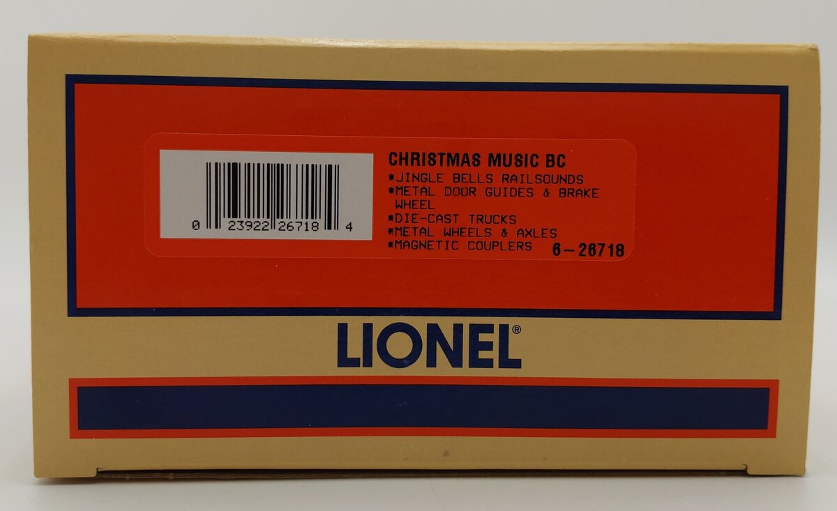 Lionel 6-26718 O Christmas Railsounds Boxcar LN/Box