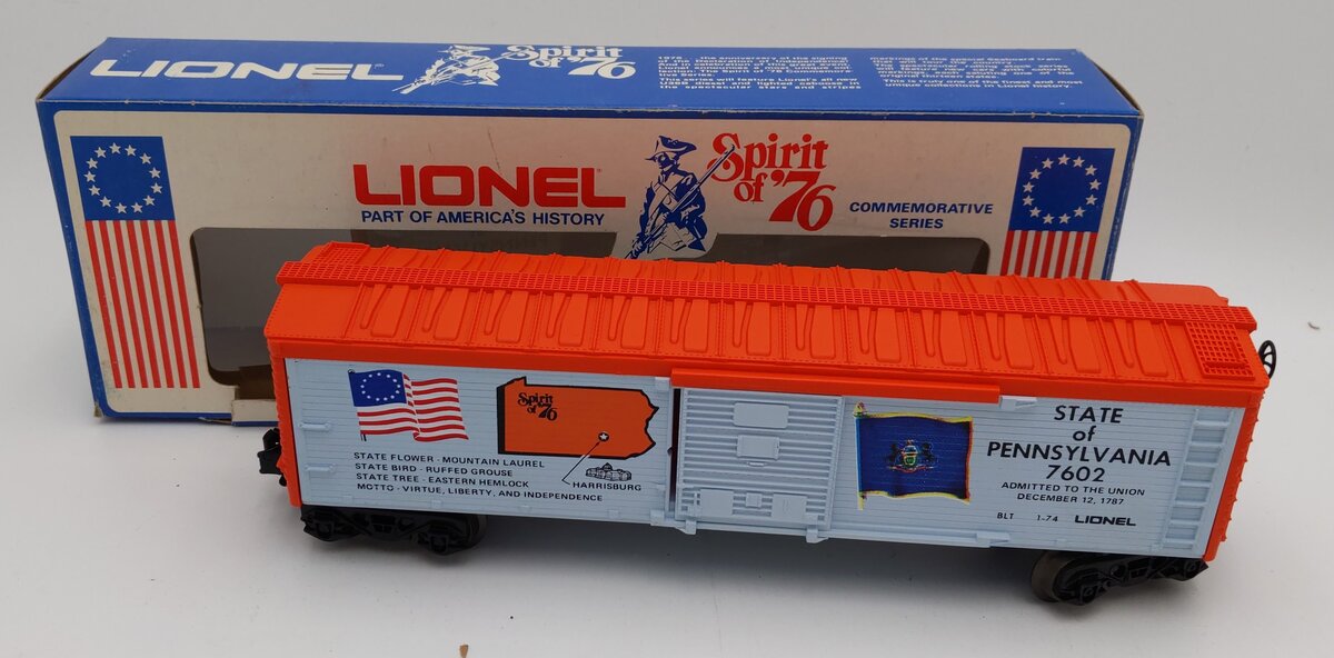 Lionel 6-7602 O Gauge Spirit of 76 State of Pennsylvania Boxcar #7602 LN/Box