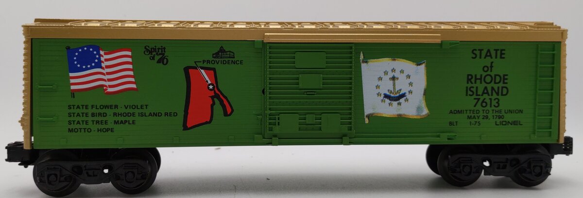 Lionel 6-7613 O Gauge Spirit of 76 State of Rhode Island Boxcar #7613 LN/Box