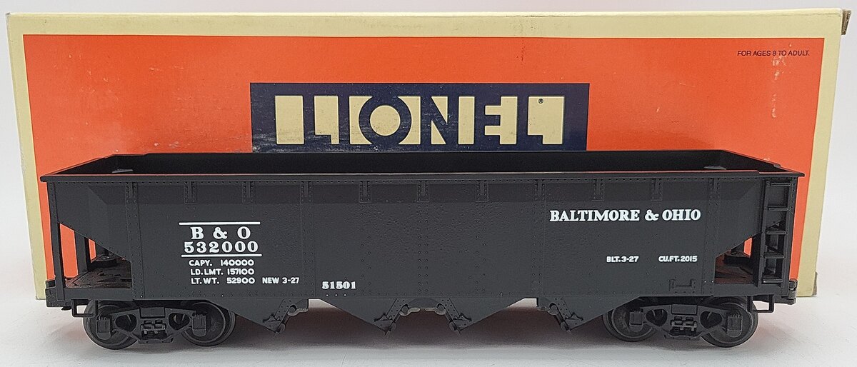 Lionel 6-51501 O Gauge Baltimore & Ohio Semi-Scale Diecast Hopper Car #532000 EX/Box