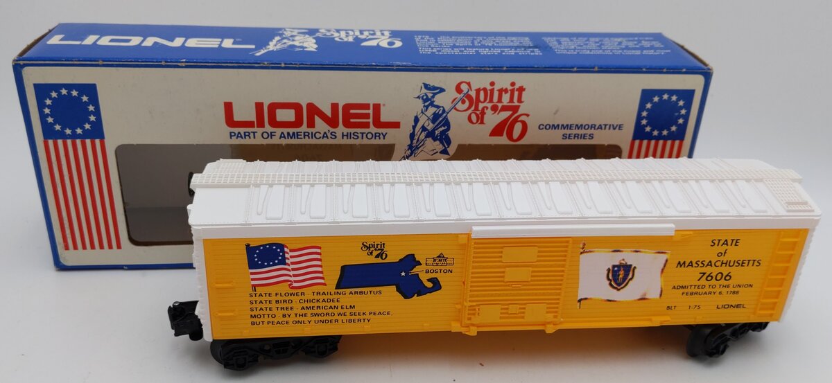 Lionel 6-7606 O Gauge State of Massachusetts Boxcar #7606 LN/Box
