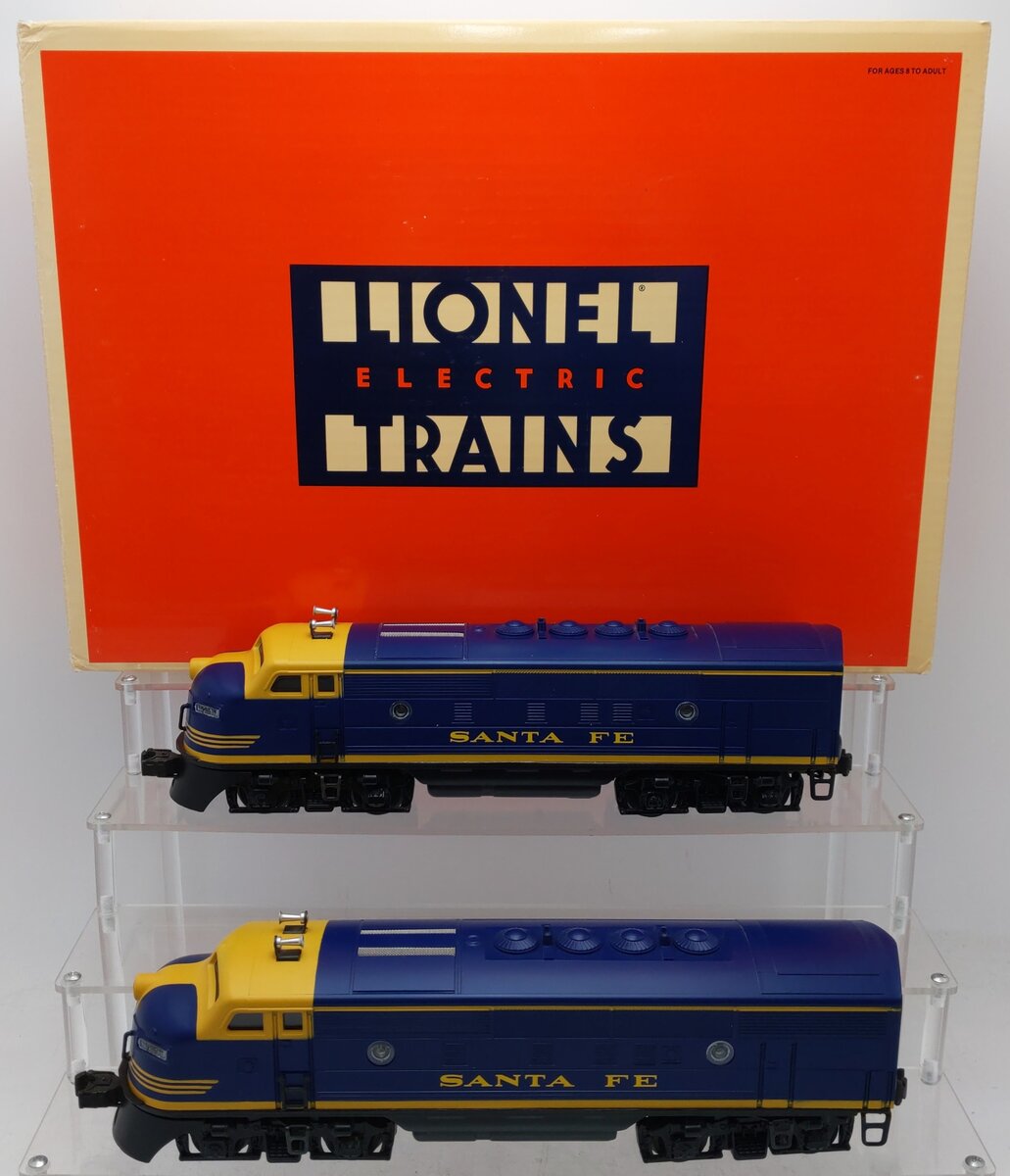 Lionel 6-18117 O Gauge Santa Fe Blue/Yellow F3 AA Diesel Set EX/Box
