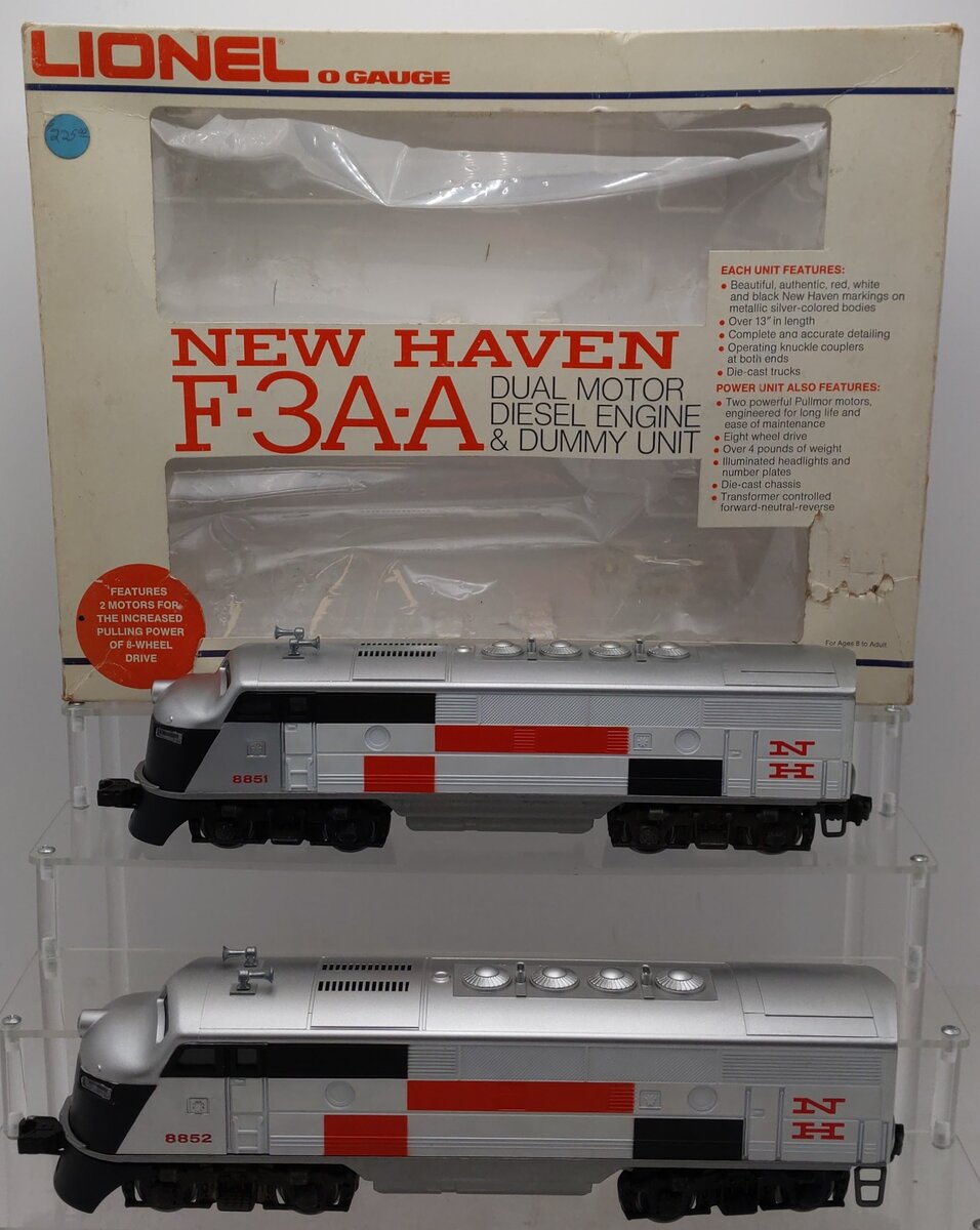 Lionel 6-8851 O Gauge New Haven F3 AA Diesel Locomotive Set #8851/8852 EX/Box