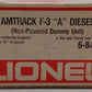 Lionel 6-8467 O Amtrak F3A Non-Powered Diesel Locomotive EX/Box
