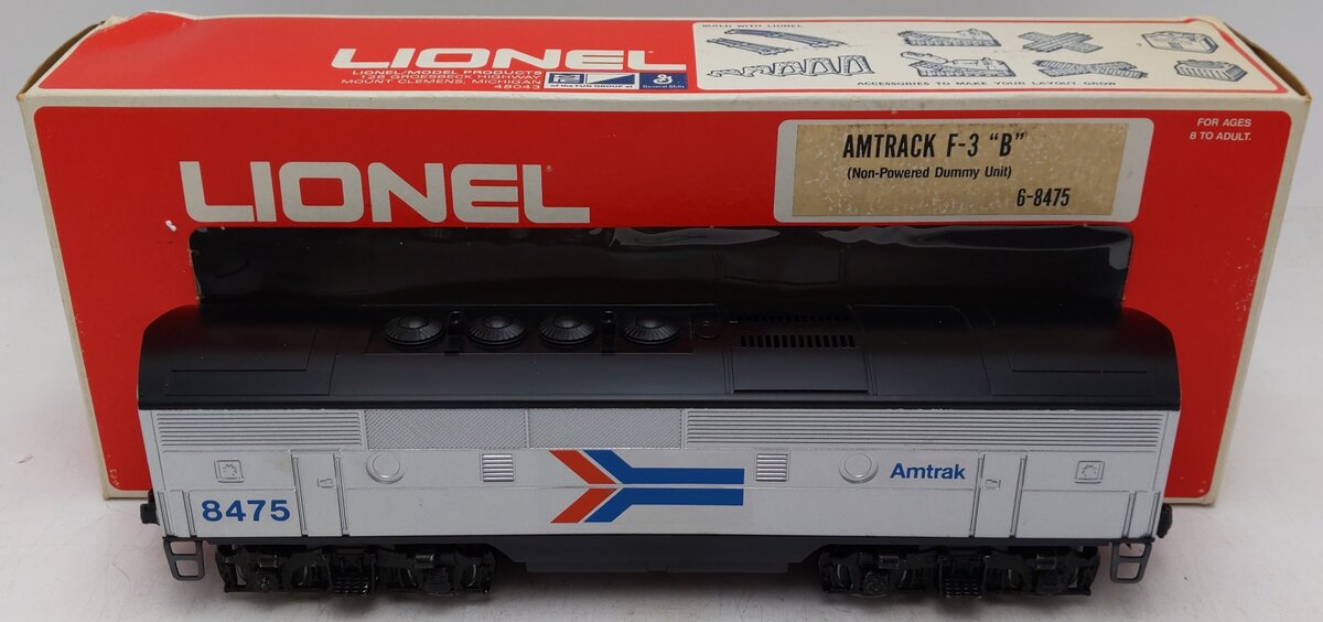 Lionel 6-8475 O Gauge Amtrak F3 Dummy B-Unit Diesel Locomotive EX/Box