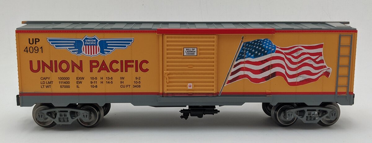 Menards 275-9334 O Gauge Union Pacific Single-Door Boxcar #4091 LN