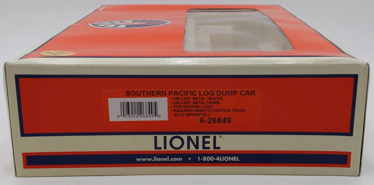 Lionel 6-26849 O Gauge Southern Pacific Log Dump Car LN/Box