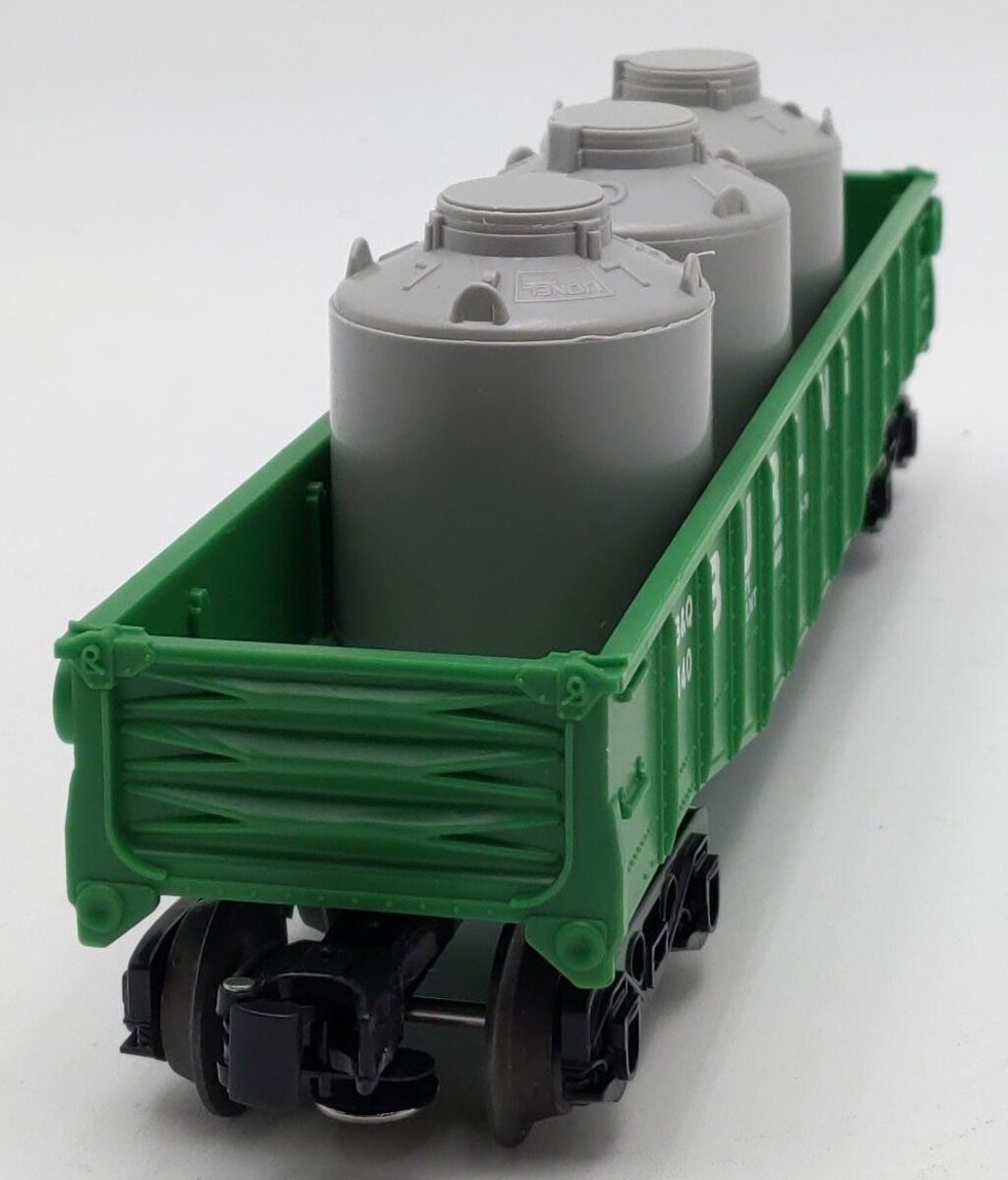 Lionel 6-9140 O Burlington Gondola w/3 Canisters #9140 EX/Box
