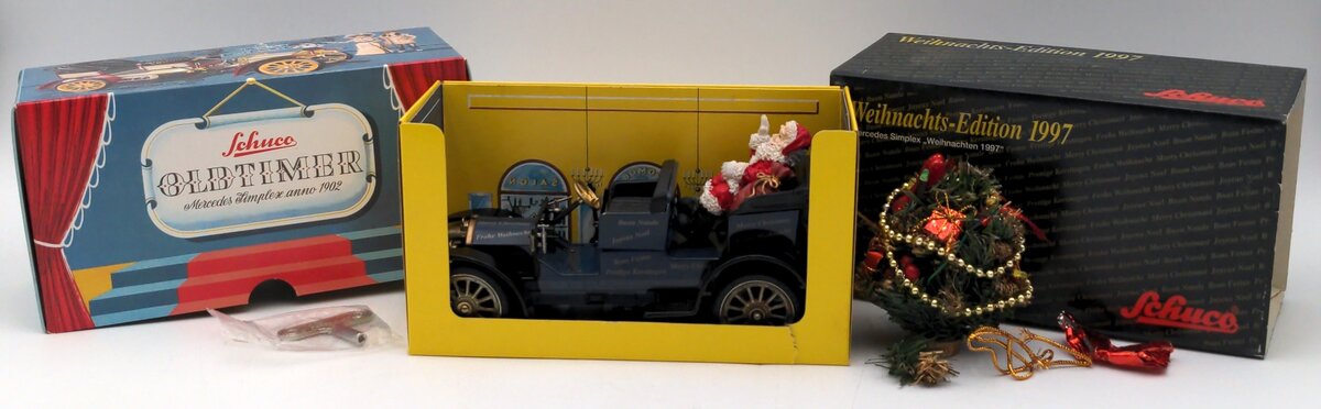 Schuco 01132 1:18 Scale Tin Lithopgraph 1997 Mercedes Simplex Weihnachten EX/Box