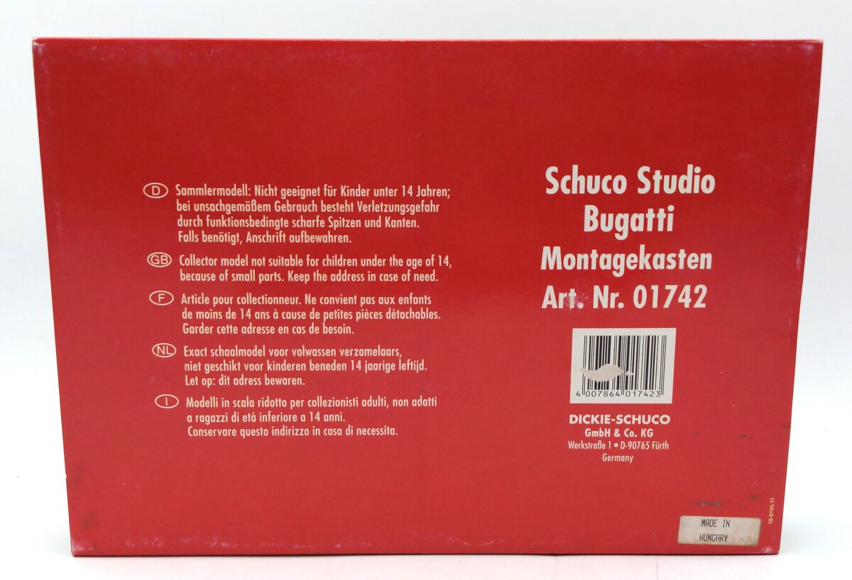 Schuco 01742 Tin Lithograph Studio Bugatti Montagekasten Wind-Up Car Kit EX/Box