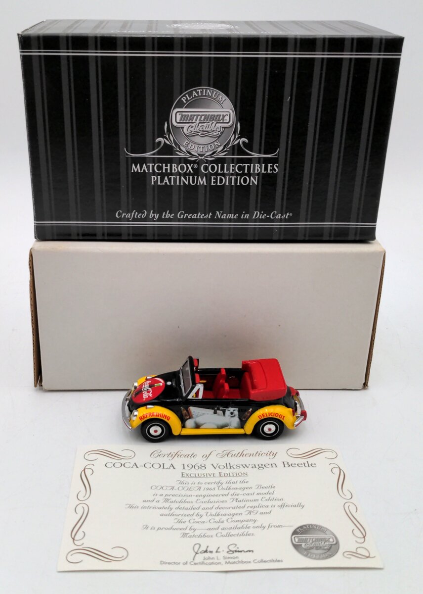 Matchbox 38046 1:43 Scale Diecast 1968 VW Beetle Cabriolet - Coca-Cola NIB
