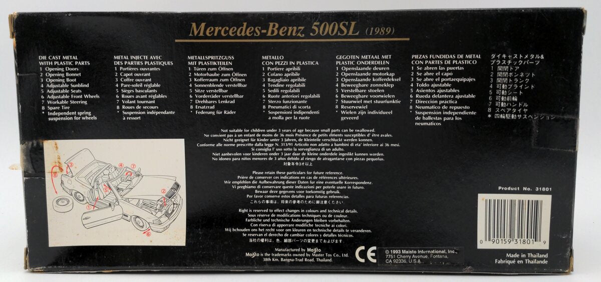 Maisto 31801 1:18 Scale Diecast Special Edition Mercedes-Benz 500SL MT/Box