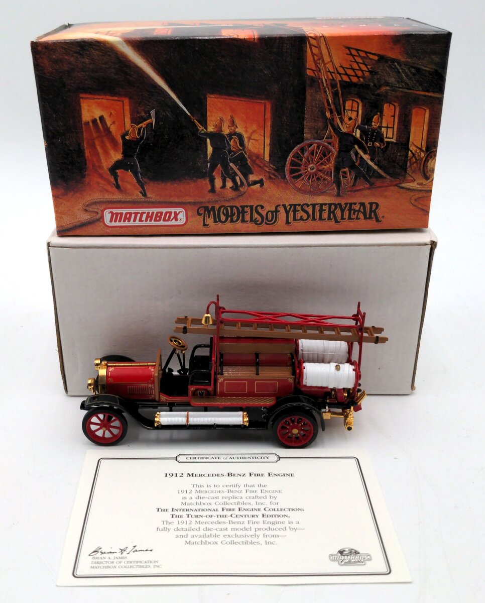 Matchbox YFE20-M 1:43 Scale Diecast 1912 Mercedes-Benz Fire Engine NIB