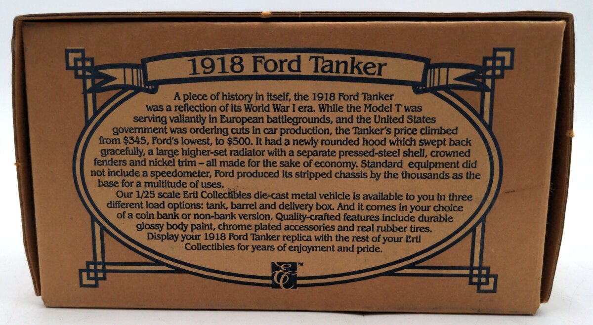 Ertl 3176 Diecast 1918 Ford Model T Runabout tanker - Vickers Coinbank NIB