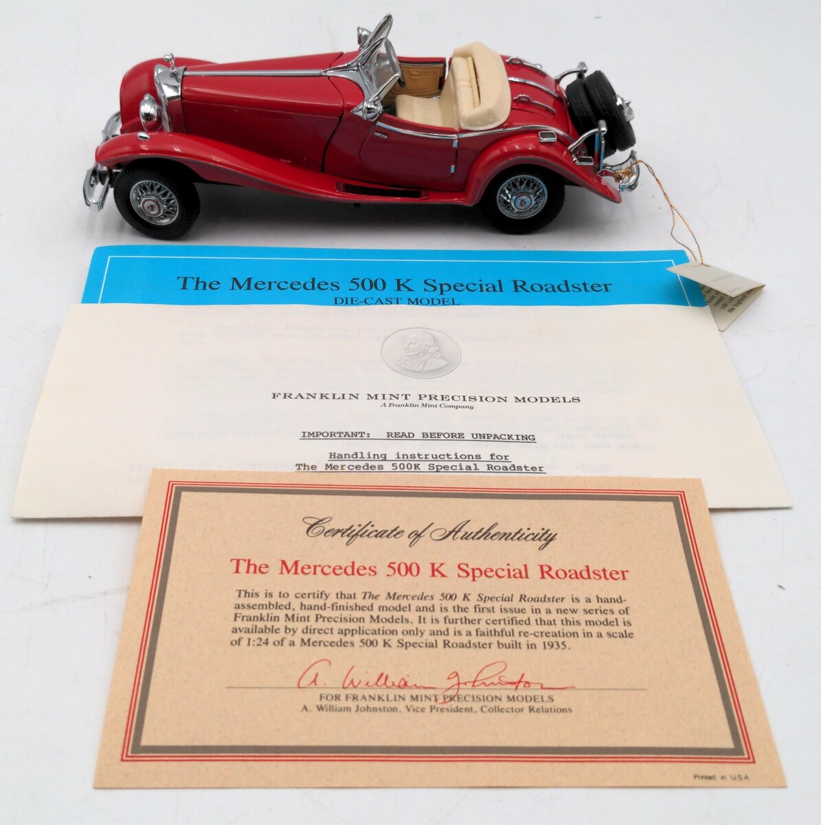 Franklin Mint B11EY72 1:24 Scale 1935 Mercedes-Benz Roadster NEW