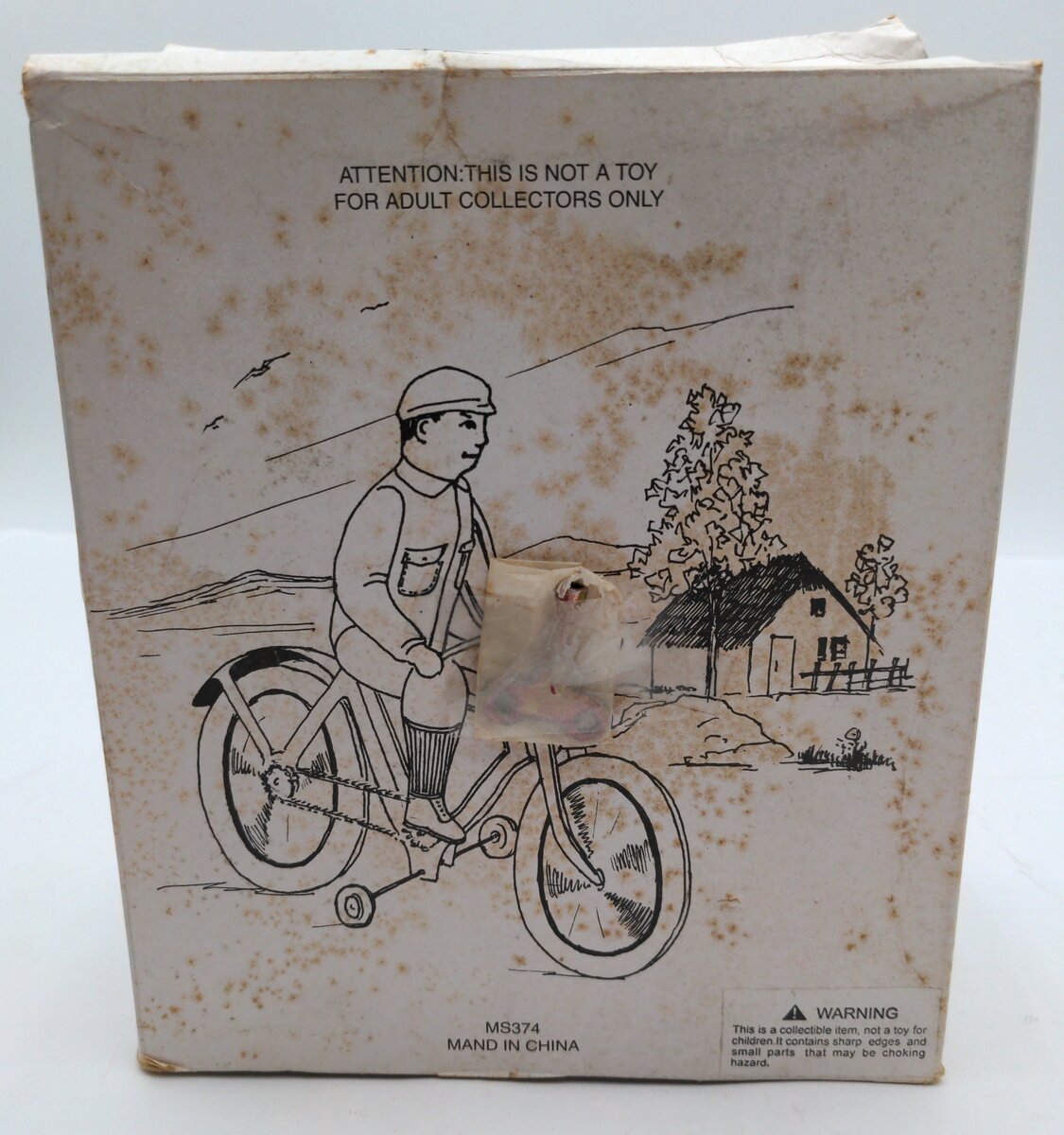 MS374 Clockwork Bicycle Tin Toy Boy On Bike EX/Box