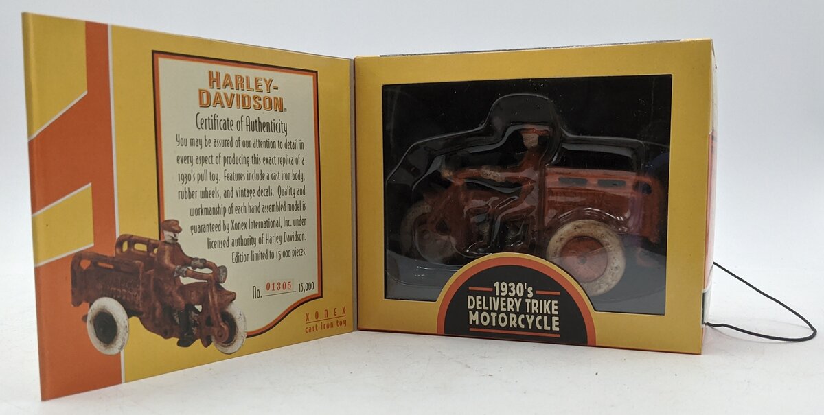 Xonex 12930 Diecast 1930's Delivery Trike Motorcycle Cast Iron Replica NIB