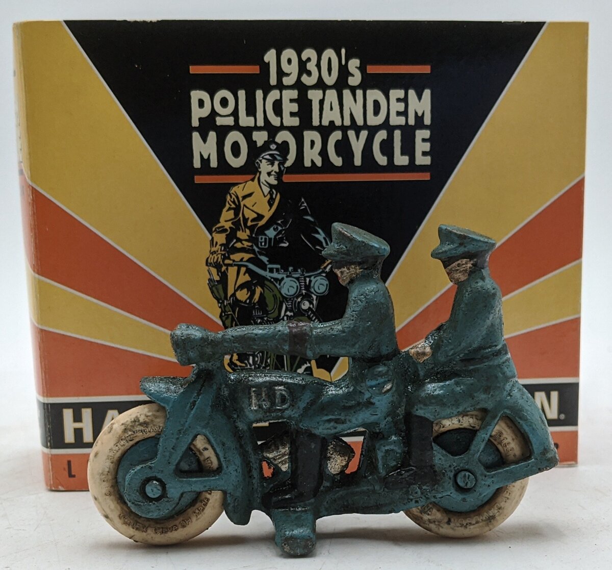 Xonex 12933 Diecast 1930's Police Tandem Motorcycle Cast Iron Replica LN/Box