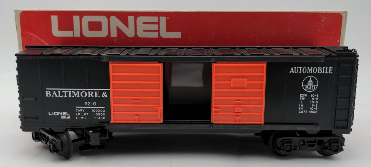 Lionel 6-9210 O Gauge Baltimore & Ohio Automobile Boxcar w/Orange Doors VG/Box