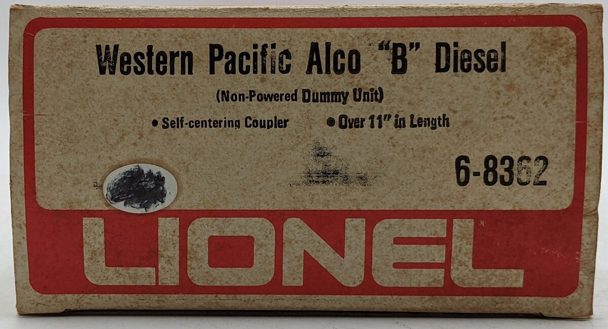 Lionel 6-8362 Western Pacific Alco B Unit Non-Powered Diesel Locomotive NIB