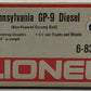 Lionel 6-8358 O Gauge Pennsylvania GP-9 Non-Powered Diesel Locomotive VG/Box