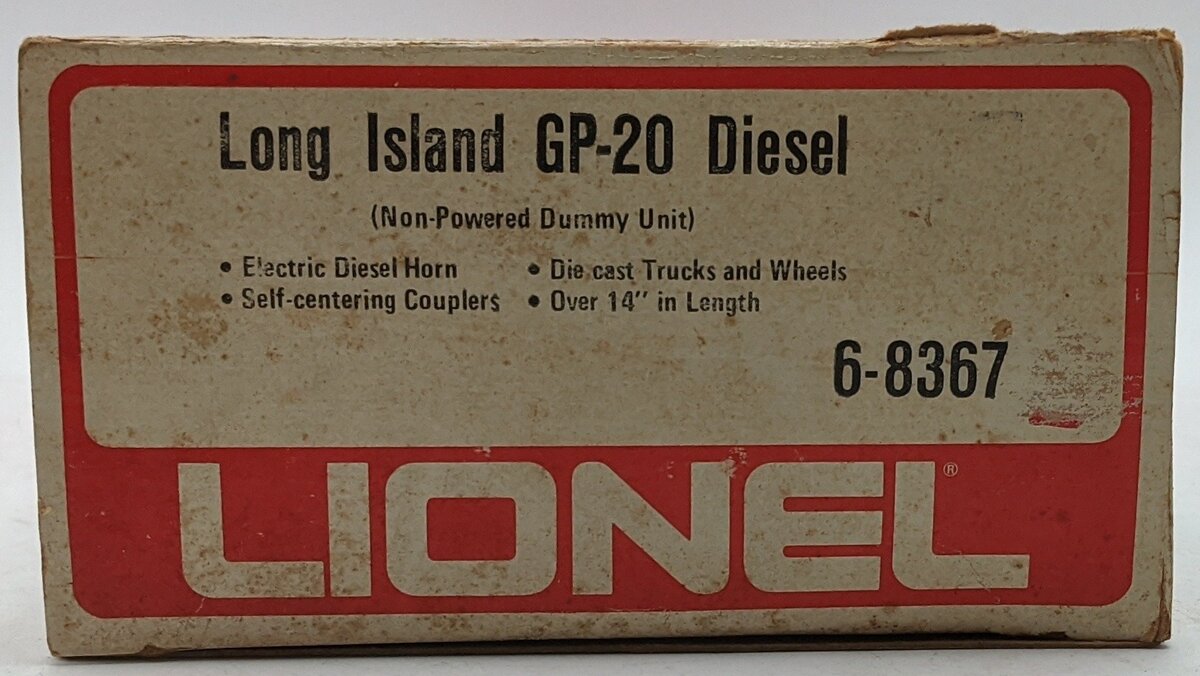 Lionel 6-8367 O Gauge Long Island GP20 Non-Powered Diesel Locomotive VG/Box