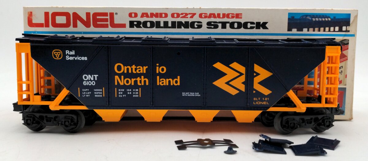 Lionel 6-6100 O Gauge Ontario Northland Covered Quad Hopper EX/Box