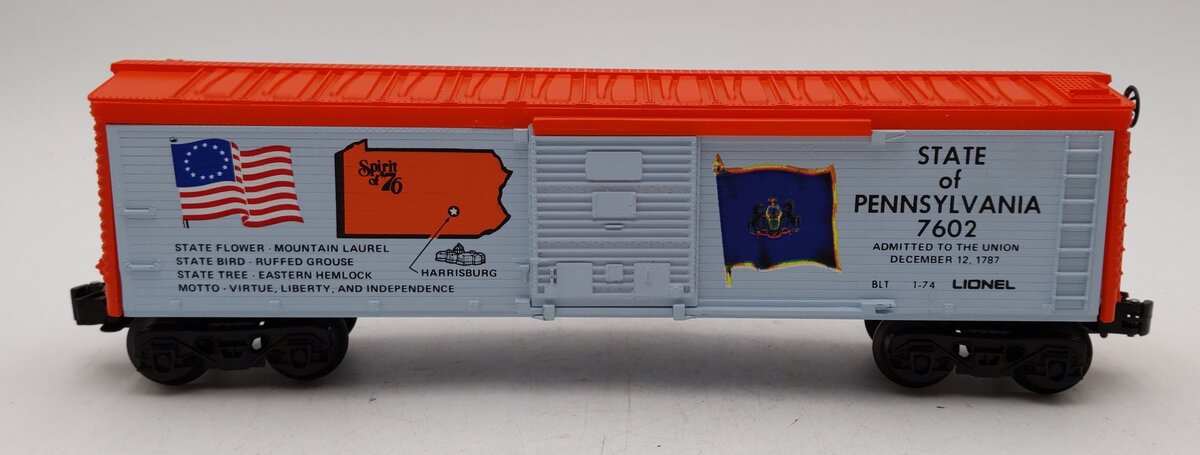 Lionel 6-7602 O Gauge Spirit of 76 State of Pennsylvania Boxcar #7602 LN/Box