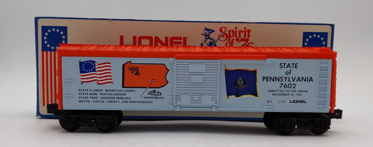Lionel 6-7602 O Gauge Spirit of 76 State of Pennsylvania Boxcar #7602 LN/Box